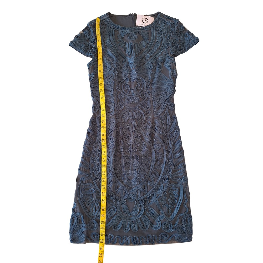 JS Collections Navy Blue Soutache Ribbon Sheath Cocktail Dress 864310 Womens - Picture 7 of 8